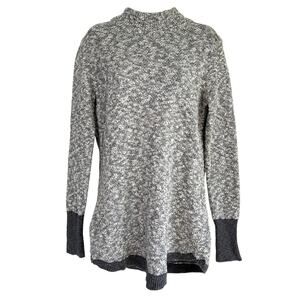 LL Bean Signature Womens Marled Knit Ragg Sweater Black Slate Size Medium